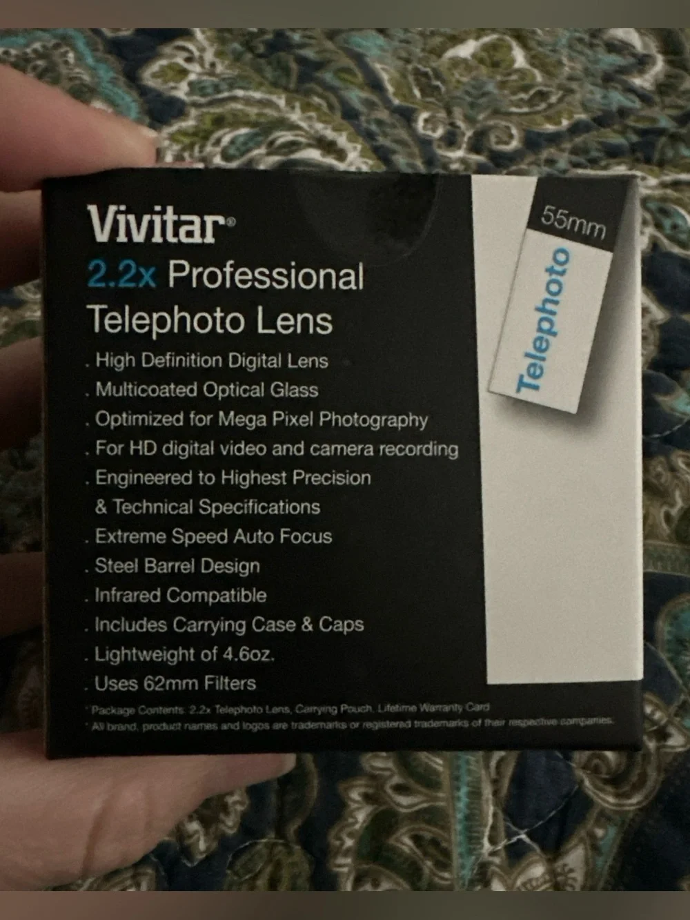 Vivitar 2.2x Professional Telephoto Lens 55mm High Def HD Auto Focus Digi Lens